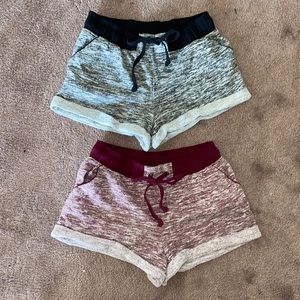 2 pack. Size XS Marled Sweat Shorts. Black & Maroon